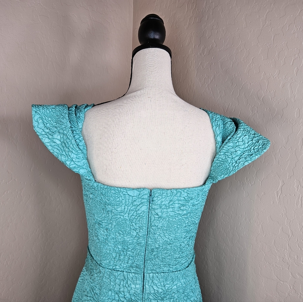 Tadashi Shoji Turquoise Women Tulip Off The Shoulder Dress sz 8 Wedding Cocktail - Picture 10 of 16